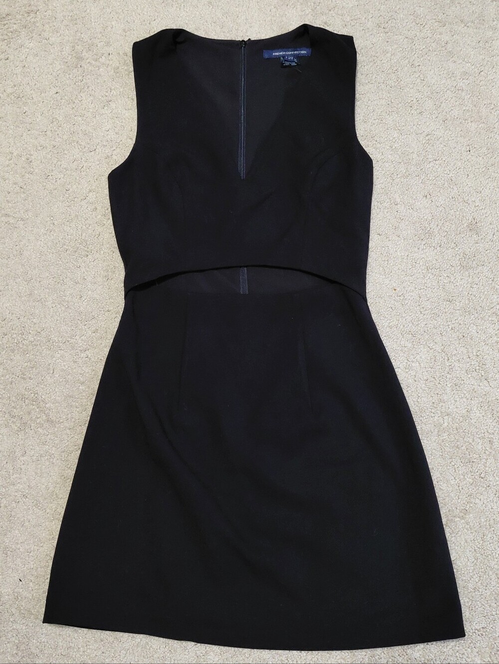 French Connection Black Sleeveless Mini Dress with Cutout Waist NTW